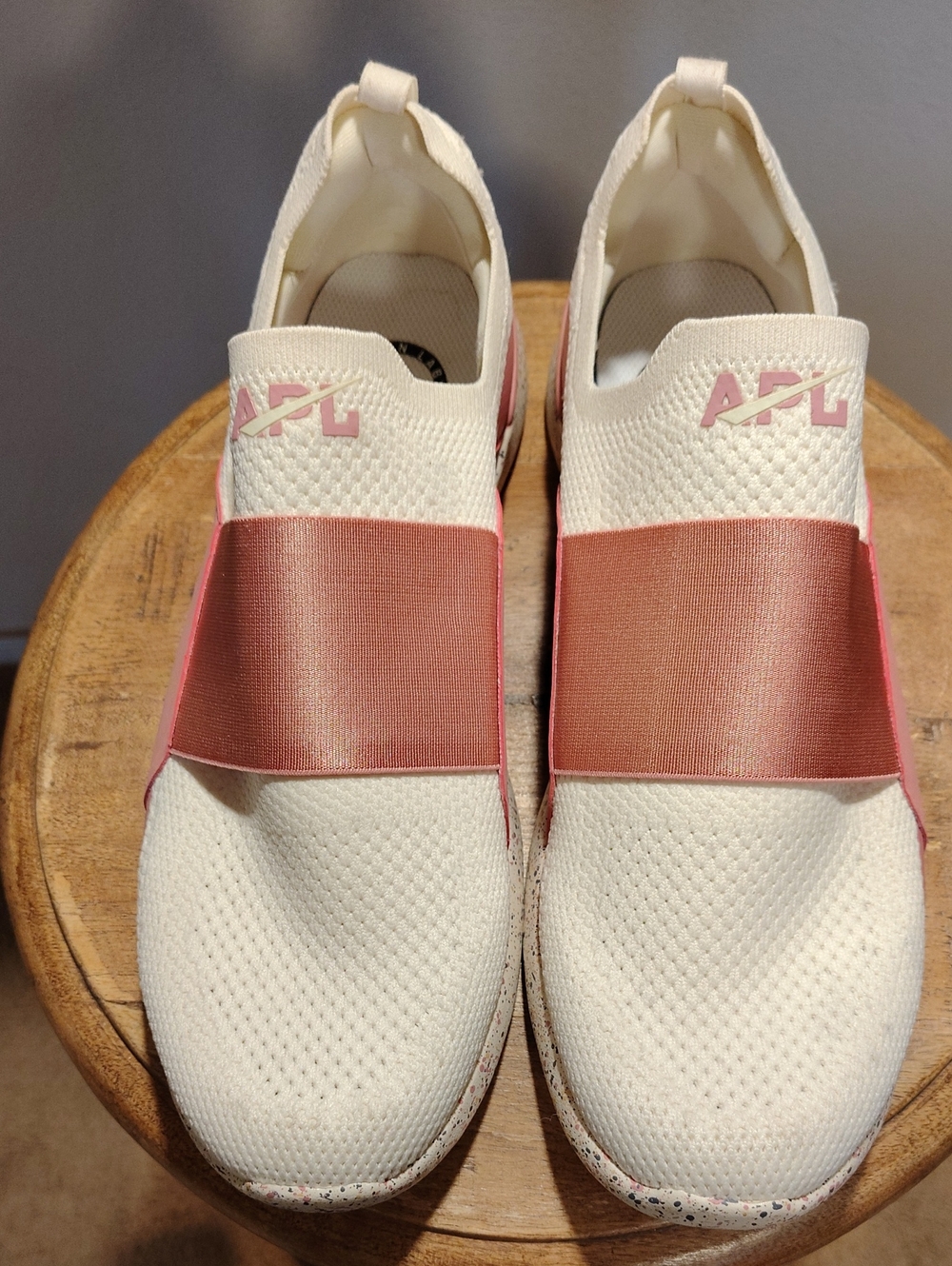APL Womens TechLoom Bliss Cream Rose Gold Slip On Running Shoes Size 10.5